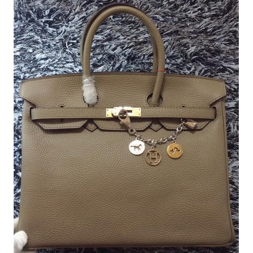 Hermes Birkin 35CM Einkaufstasche Litschi-Leder HB35GL Grau