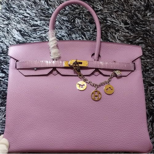 Hermes Birkin 35CM Einkaufstasche Litschi-Leder HB35GL Lavendel