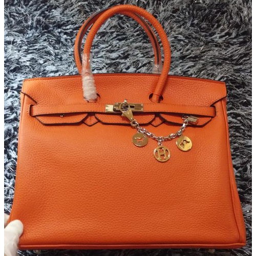 Hermes Birkin 35CM Einkaufstasche Litschi-Leder HB35GL Orange