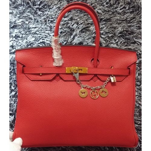 Hermes Birkin 35CM Einkaufstasche Litschi-Leder HB35GL Rot