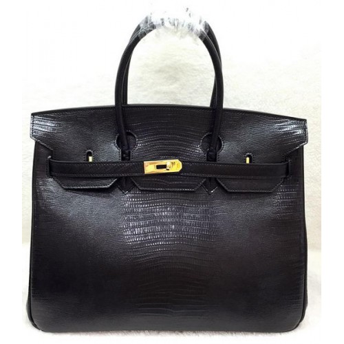 Hermes Birkin 35CM Tragetasche Eidechsenleder HB35GL Schwarz