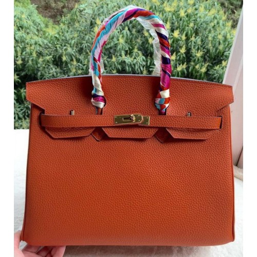 Hermes Birkin 35CM Einkaufstasche Orange Kalbsleder BK35 Gold