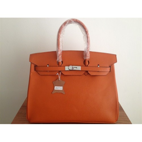 Hermes Birkin 35CM Tragetasche Orange Clemence Leder H6089 Silber