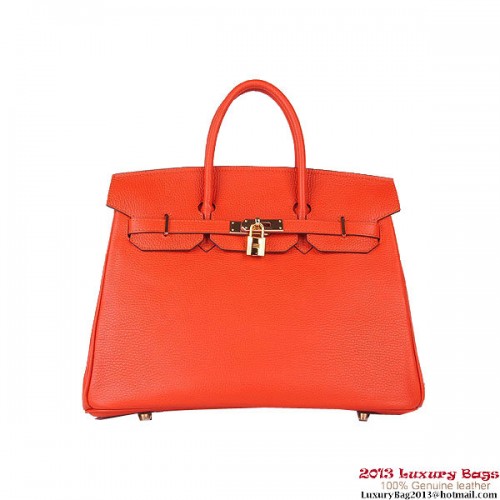 Hermes Birkin 35CM Einkaufstasche Orange Clemence Leder H6089 Gold