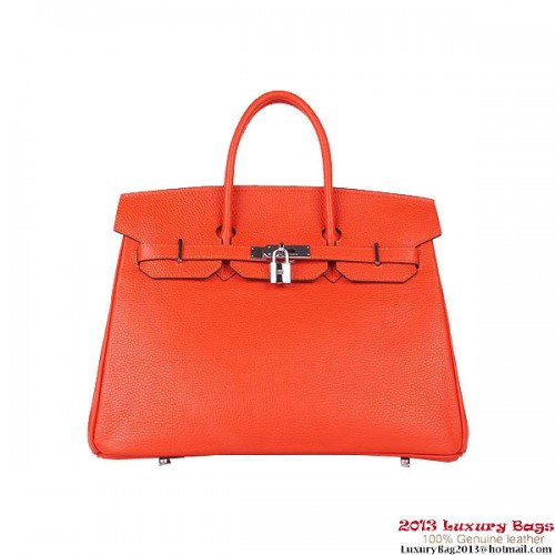 Hermes Birkin 35CM Tragetasche Orange Clemence Leder H6089 Silber