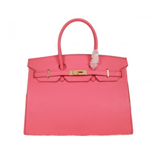 Hermes Birkin 35CM Einkaufstasche Pink Clemence Leder H35 Gold