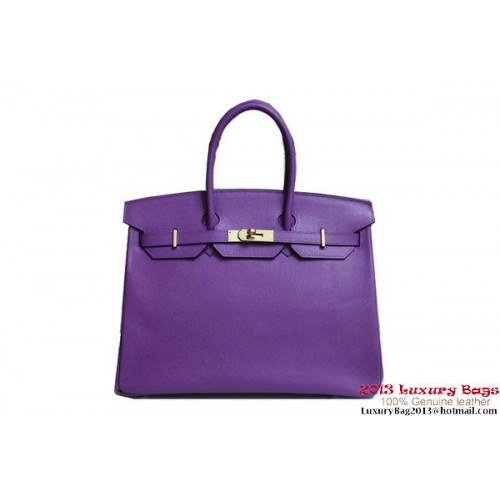 Hermes Birkin 35CM Tragetasche Lila Clemence Leder H6089 Gold