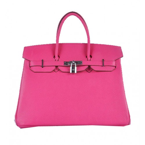 Hermes Birkin 35CM Tragetasche Rosy Körniges Leder Silber