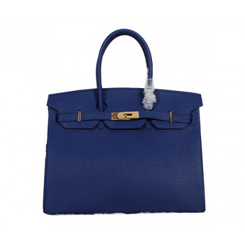 Hermes Birkin 35CM Tragetasche RoyalBlue Clemence Leder H35 Gold