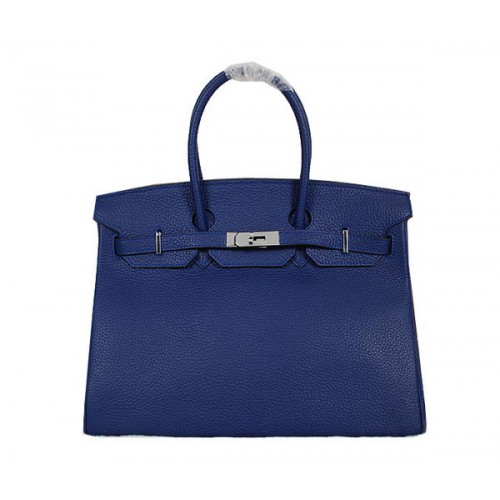 Hermes Birkin 35CM Tragetasche RoyalBlue Clemence Leder H35 Silber