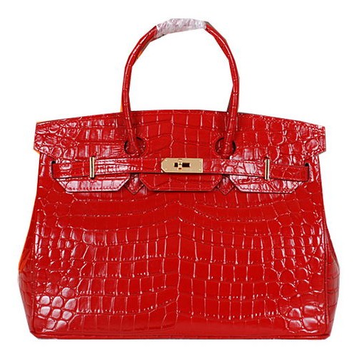 Hermes Birkin 35CM Tragetasche Glänzendes Krokoleder H35C Rot