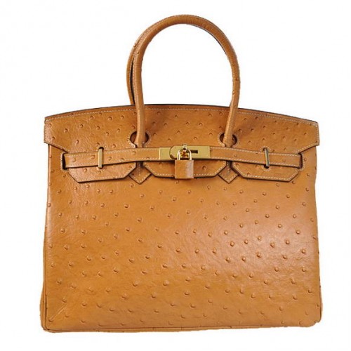 Hermes Birkin 35CM Tragetaschen Strauß Togo Leder Ocker Golden