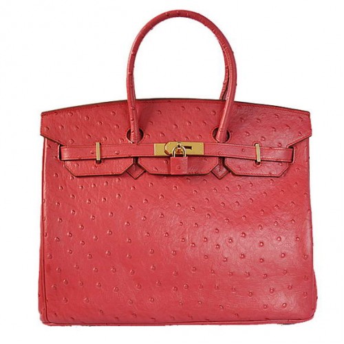 Hermes Birkin 35CM Tragetaschen Strauß Togo Leder Rot Golden