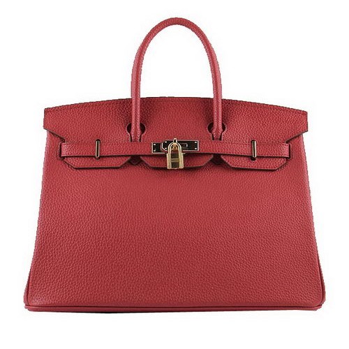 Hermes Birkin 35CM Tragetaschen Rot Körniges Leder H-35 Gold