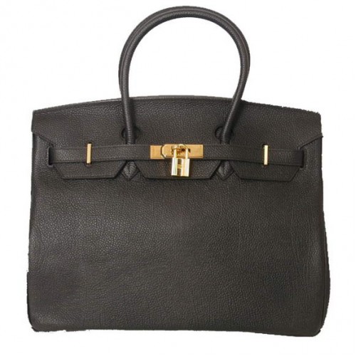 Hermes Birkin 35CM Tragetaschen Glattes Togo-Leder Schwarz Golden