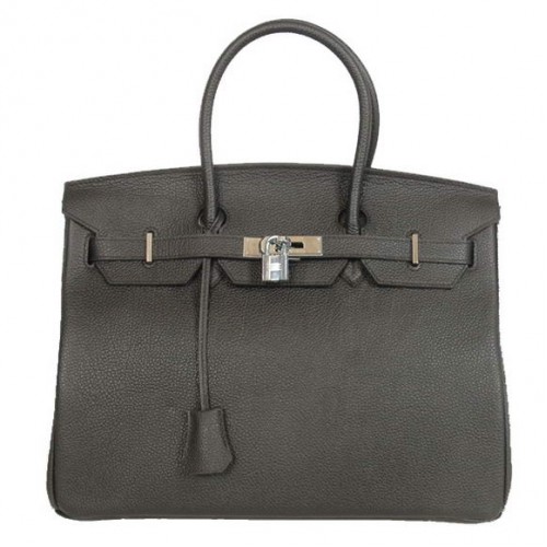 Hermes Birkin 35CM Tragetaschen Glattes Togo-Leder Schwarz Silber