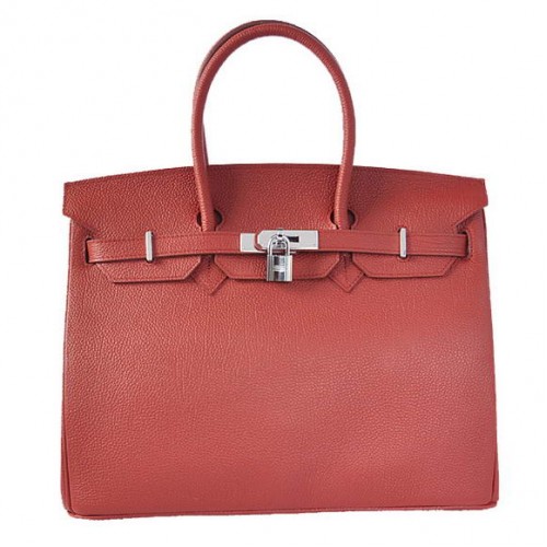 Hermes Birkin 35CM Tragetaschen Glattes Togo-Leder Bordeaux Silber