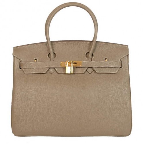 Hermes Birkin 35CM Tragetaschen Glattes Togo-Leder Dunkelgrau Golden