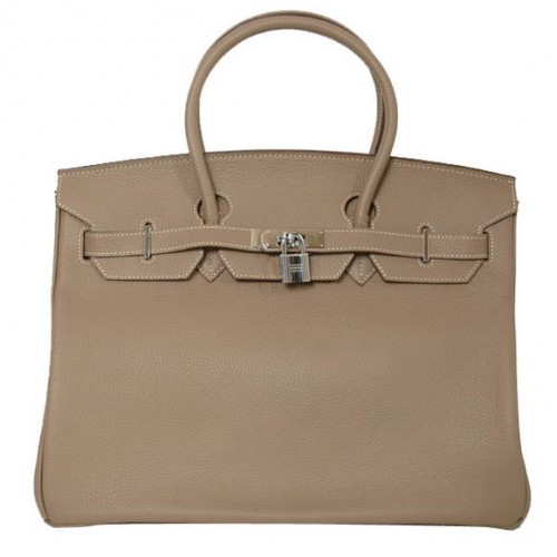 Hermes Birkin 35CM Tragetaschen Glattes Togo-Leder Dunkelgrau Silber