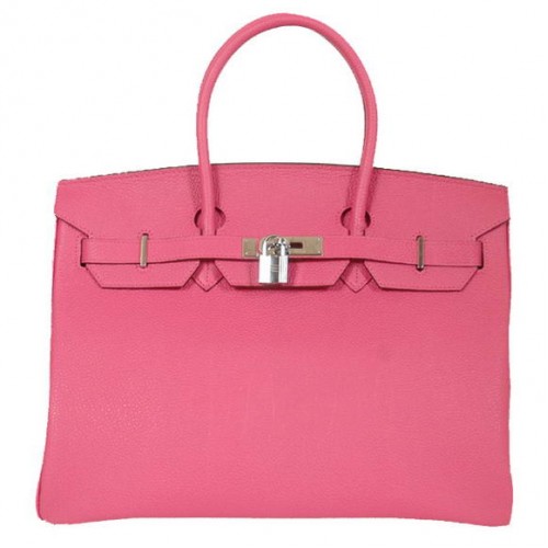 Hermes Birkin 35CM Tragetaschen Glattes Togo-Leder Pfirsichsilber