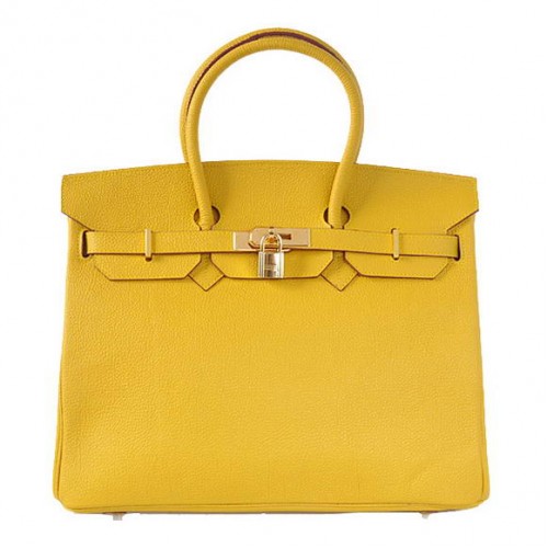 Hermes Birkin 35CM Tragetaschen Glattes Togo-Leder Gelb Golden