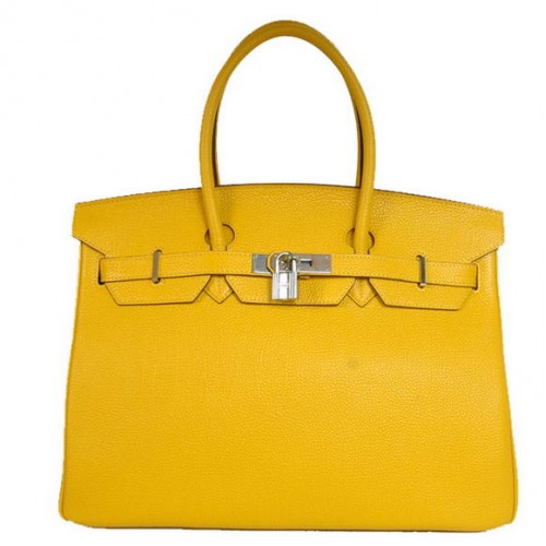 Hermes Birkin 35CM Tragetaschen Glattes Togo-Leder Gelb Silber