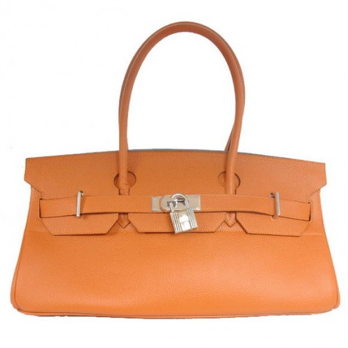 Hermes Birkin 42cm JPG Birkin Togo Leder Orange Tasche Silber Hardware