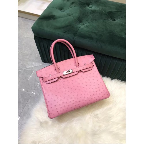 Hermes Birkin Bag Original Leder Straußenhaut HBK2530 rosa