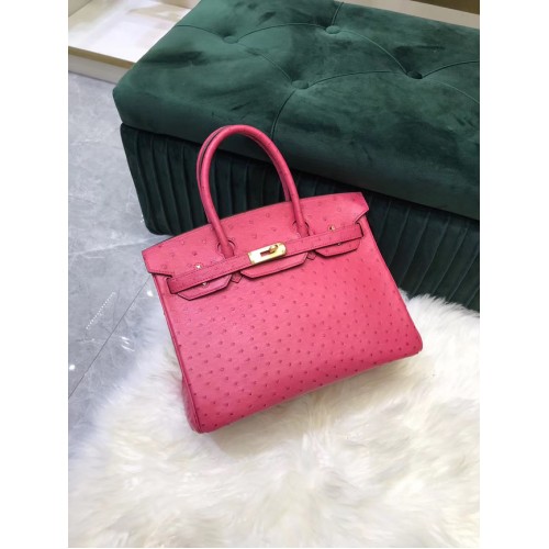 Hermes Birkin Bag Original Leder Straußenhaut HBK2530 rosa