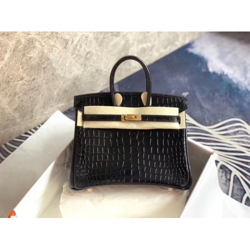 Hermes Birkin Bag Original Leder Kroko HBK35 schwarz