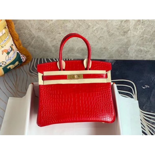 Hermes Birkin Bag Original Leder Kroko HBK35 rot