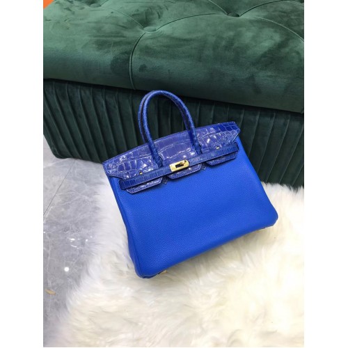 Hermes Birkin Bag Original Leder Kroko togo HBK2530 Elektrooptik blau
