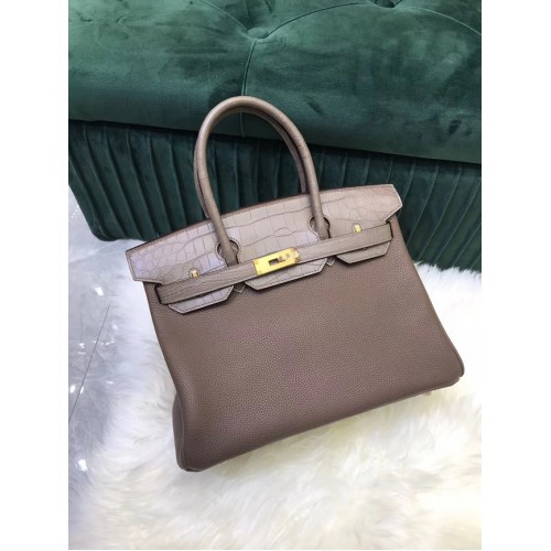 Hermes Birkin Bag Original Leder Krokodil togo HBK2530 grau