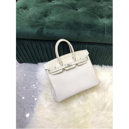 Hermes Birkin Bag Original Leder Krokodil togo HBK2530 &weiß
