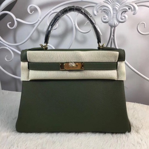 Hermes Birkin Tragetasche Original Togo Leder BK35 Dunkelgrün