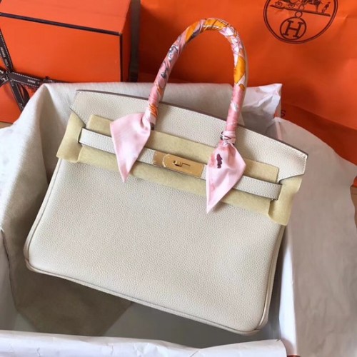 Hermes Birkin Tragetasche Original Togo Leder BK35 creme