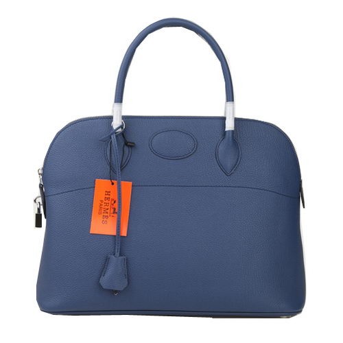 Hermes Bolide 37CM Tragetaschen Kalbsleder Blau