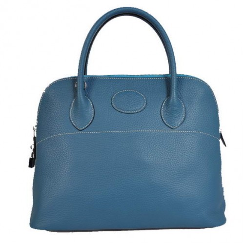 Hermes Bolide 37CM Tragetaschen Clemence H1037 Blau