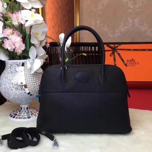 Hermes Bolide Original Leder Tragetasche B1007 Schwarz