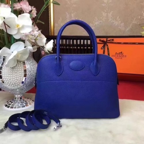 Hermes Bolide Original Leder Tragetasche B1007 Blau