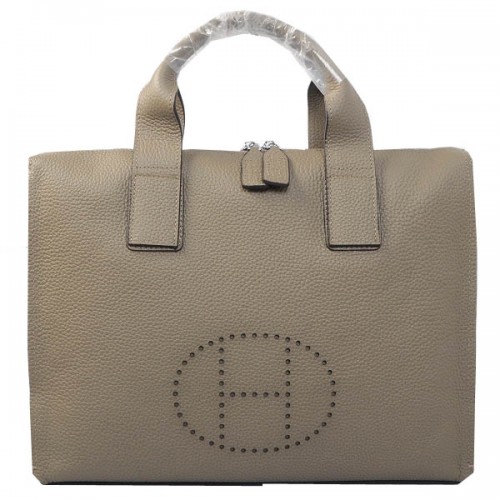 Hermes Aktentasche Original genarbtes Leder H8813 Grau