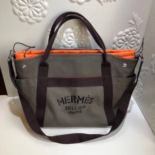 Hermes Canvas Einkaufstasche H0734 Khaki