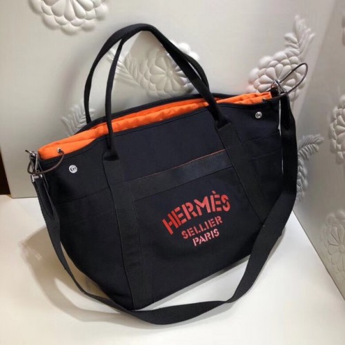 Hermes Canvas Einkaufstasche H0734 schwarz