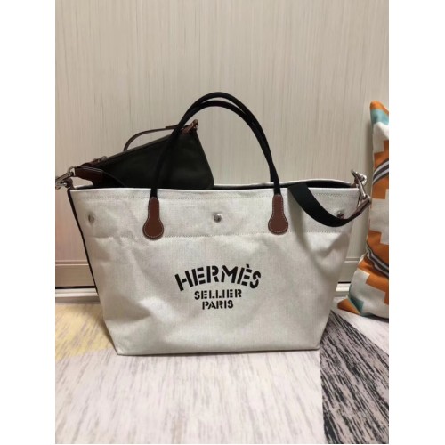 Hermes Canvas Einkaufstasche H0734 weiß
