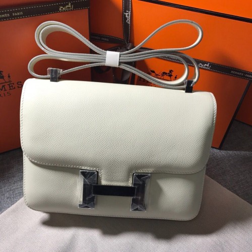 Hermes Constance Bag Kalbsleder H9999 Weiß Silber