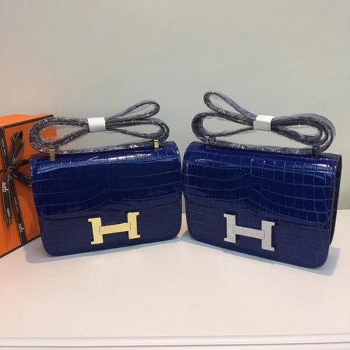 Hermes Constance Tasche Krokoleder H9978C Blau