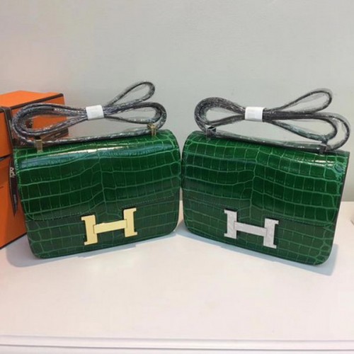 Hermes Constance Tasche Krokoleder H9978C Grün