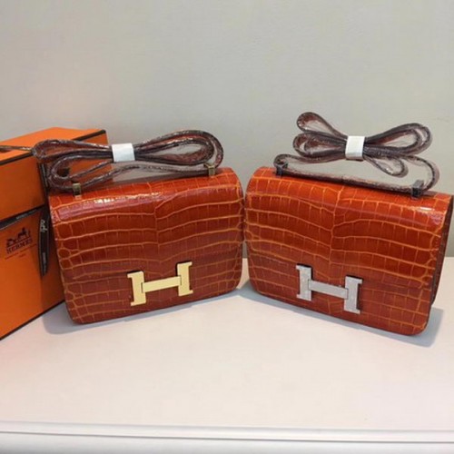 Hermes Constance Tasche Krokoleder H9978C Orange