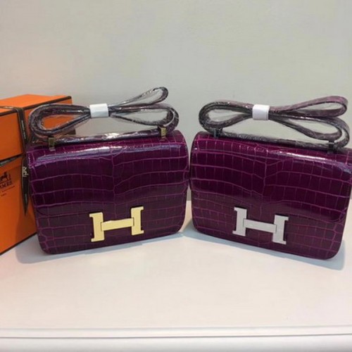 Hermes Constance Tasche Krokoleder H9978C Lila