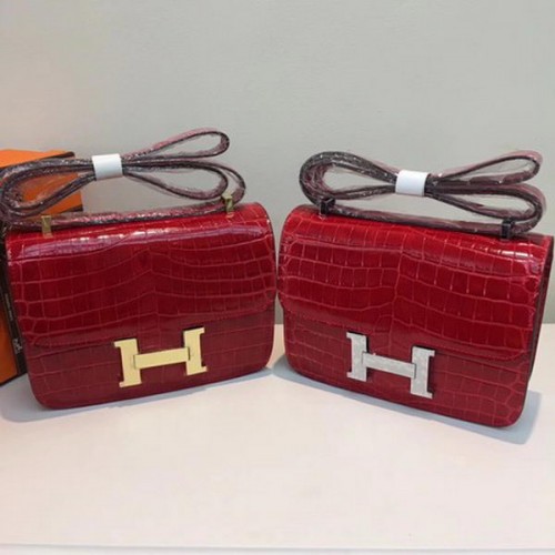 Hermes Constance Tasche Krokoleder H9978C Rot